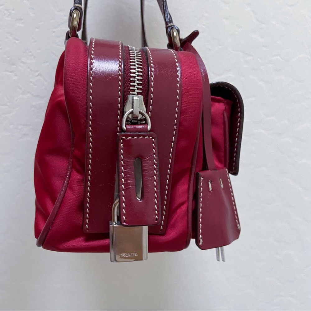 Prada Vintage Red Tessuto Tuc Handbag - Picture 8 of 13